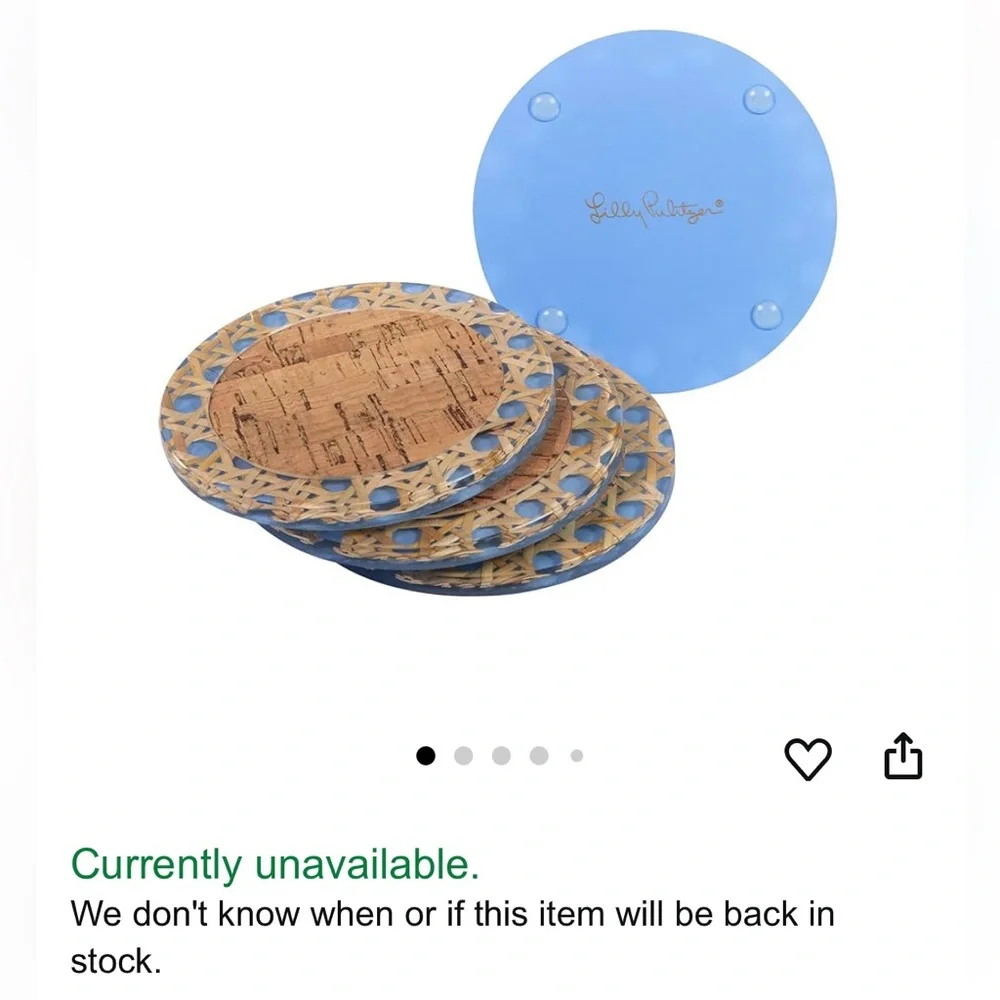Lilly Pulitzer Blue and Tan Cork Coasters